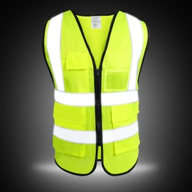 HPHST High Visibility Safety Vest for Men and Women, Cycling Vest with Zip, Reflective Vest, Work Vest, Yellow, yellow