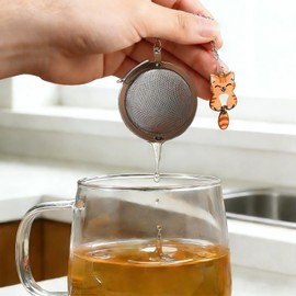 PUSCOBSY Cat Tea Infusers for Loose Leaf Tea, 2PCS Stainless Steel Tea Strainer Fine Mesh, Cute Tea Balls Set with Wagging-Tail Cat Charm Pendant (Orange Tabby & Silver Tabby)