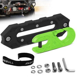 AMBULL Towing Winch Fairleads with Tow Hook, Upgrade Al Hawse Fairlead with G80 Heavy Duty Forged Steel Winch Hook for Electric Winch, 33000lb Break Strength, for Synthetic Rope Recorvery, Blackgreen