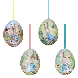 Crafty Capers Set of Four | Cute Peter Rabbit Two-Part Hanging Tinware Egg | Fillable Easter Egg