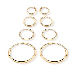 Silver Earrings for Women 925 Basic Simple Earrings Hoop Earrings 925 Silver for Women or 18K Gold Ideal as a Gift for Mother's Day Earrings Girls Jewellery Women, Gold - silver, No Gemstone