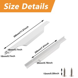 MOROBOR 300mm Aluminum Alloy White Cabinet Handles, 4pcs Finger Edge Pull Concealed Cupboard Handle Invisible Furniture Strip Pull with Screws for Home