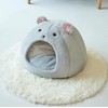 Cozy Mouse Ear Pet Cave Bed Ultra-Soft Gray Plush cave