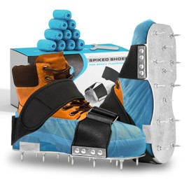 Gold Label Detailing Epoxy Floor Spiked Shoes with 10 Pairs Protective Shoe Covers - Metal Plate Gunite Spiked Screeding Shoes with 3/4” Short Spikes Perfect For Epoxy Resin