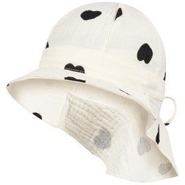 Smarilla Peaked Cap Baby Hat Girls with Neck Protection Summer Muslin, black / yellow