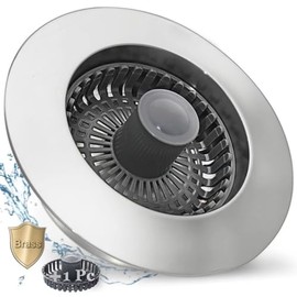 3 in 1 Kitchen Sink Stopper, Pop Up Kitchen Sink Drain Strainer, with an Extra Basket Strainer, Kitchen Sink Drain Stopper for US Standard 3-1/2 Inch, Brass Material Electroplate Silver