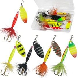 Fishing Lures Spinner Bait Set, 5pcs/10pcs/16pcs Multi Colored Fishing Spinner Lure Hard Metal Spoon Lure Rooster Tail Spinnerbait for Perch Pike Trout Salmon Walleye (5pcs Lures Kit)