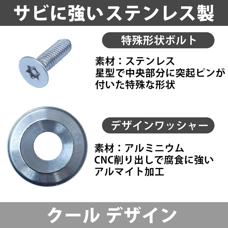 EVOLVERACING Anti-Theft Bolt Set for License Plate Specific Vehicle Inspection