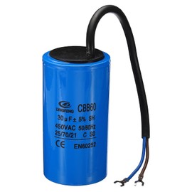 PATIKIL CBB60 30uF Running Capacitor, AC 450V 2 Wires 50/60Hz Cylinder 90x50mm for Air Compressor Motor, Washing Machines, Refrigerators Motor Start