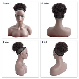 YAMEL Afro Puff Drawstring Ponytail Medium Bun Extensions Red Brown Synthetic Updo Hair Pieces for Black Women