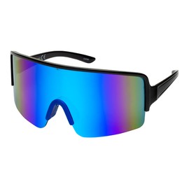 FLAWLESS EYEWEAR Oversized Mirrored Sunglasses Retro Reflective Non-Polarized 80s 90s Vintage Visor Sunglasses Womens Mens Shield Sunglasses (4 PACK: Blue/Purple/Green/Orange)