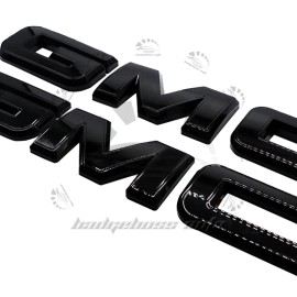 GMC Front & Rear Gloss Black Emblems Overlay 2019-2025 For Sierra 1500 2500HD 3500HD