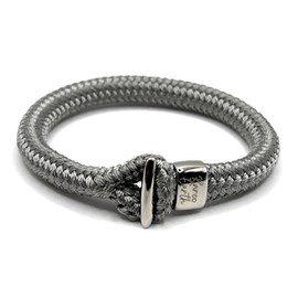 Braided Nautical Rope Bracelet - Men's Paracord Stainless Steel Hook Bracelet, Paracord Surfer Jewellery, Sailing Rope Shackle Bracelet (Medium - Large Wrist (21cm), Harbour Grey)