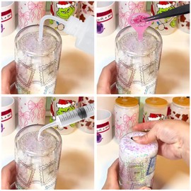 MingQiEven 8 Pack Snow Globe Tumbler DIY Kit - Includes Plastic Squeeze Bottle, Small Funnel, Tweezers, and Bent Syringe for Creative Cup Making