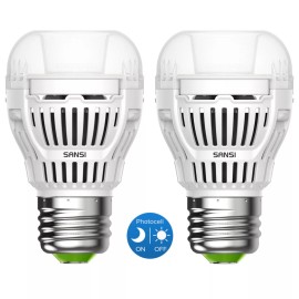 Sansi 2Pack SANSI Dusk to Dawn LED Light Bulbs A15 8W (60W Equiva) 800LM E26 5000K ETL