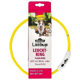 Dehner Lieblinge LED Dog Light Collar Flash Ring Adjustable Length 65 cm Height 0.7 cm Polyester Yellow