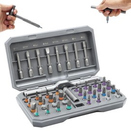 Juego Destornilladores Magnéticos 42 en 1 para Bricolaje, Puntas Magnéticas para Destornillador de Carraca Múltiples, para Electrónica, Celulares, Computadoras, Herramientas Compacto Portátil
