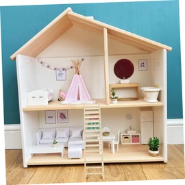 Hohopeti Miniature Wooden Ladder Adornment for Doll House Unique Chic Design for Miniature Scene Models Ladder Decor for Mini House Vintage Style Furniture