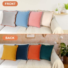 Btyrle Velvet Throw Pillow Covers 20x20 Inch Set of 4 Decorative Velour Pillowcases Modern Double-Colored Cushion Covers for Sofa Couch, Cold