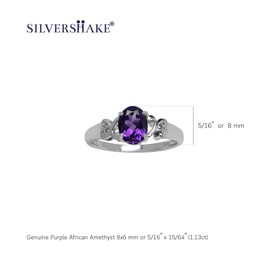 Silvershake 1.13ct. Natural African Amethyst 925 Sterling Silver Victorian Style Solitaire Ring Size 6