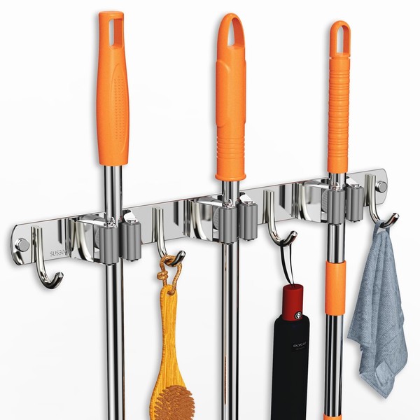 CUXIXA Mop and Broom Holder Wall Mount, Upgraded Broom Organizer