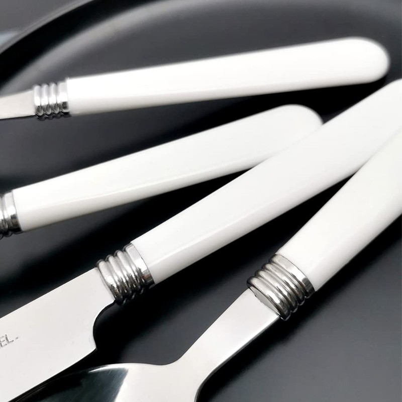 White Silverware Set for 6 Durable Stainless Steel Flatware Set