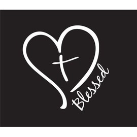 Blessed Heart Cross Vinyl Stickers Decals Multicolor for Car Bumper Truck Van SUV Window Wall Boat Cup Tumblers Laptop or Any Smooth Surface Size 5 Inches