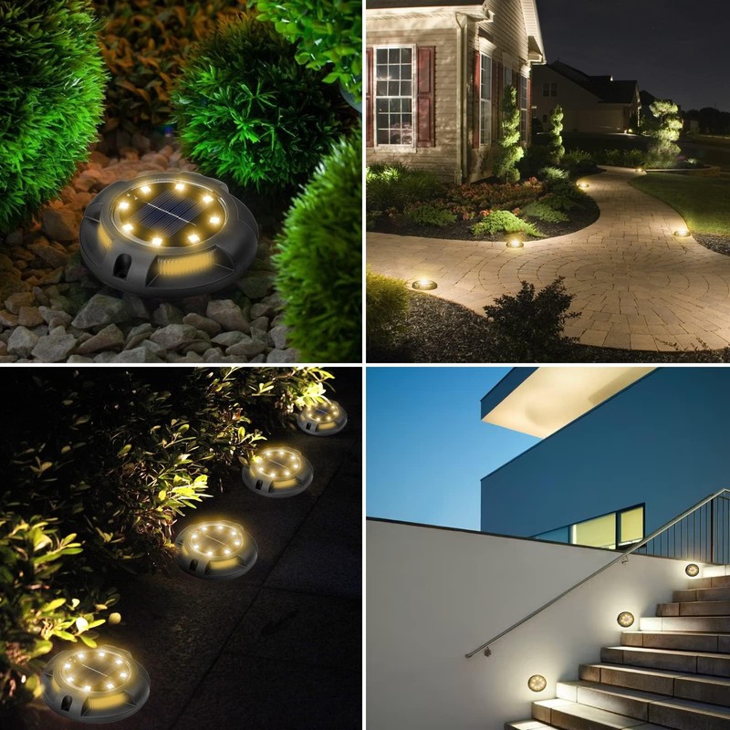 Fohil 12 Pack Solar Ground Lights Outdoor,12 LEDs Solar Disk