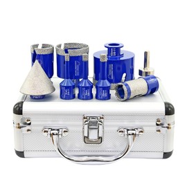 SHDIATOOL Diamond Drill Core Bits,Tile Drilling Core Hole Saw Beveling Chamfer for Porcelain Marble Ceramic Granite with Hexagon Shank Adapter 9pcs(6/8/10/35/50/65/25MM/2inch/HEX)