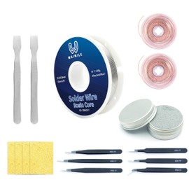 Soldering Iron Stands with Soldering Iron Soldering Iron Tip Soldering Storage Box Brass Cleaning Wire; Cleaning Sponge; Soldering Tip Cleaner Tweezers Set Professional Electronic Soldering Kit