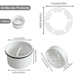 2 Stück Haarfilter Duschablauf, Tauchrohr für Dusche Ablaufgarnitur Set, Durchmesser 7 cm, Haarfänger Dusche, Filtert Lebensmittelreste und Haare, Geeignet für Küchen, Bäder und Waschräume