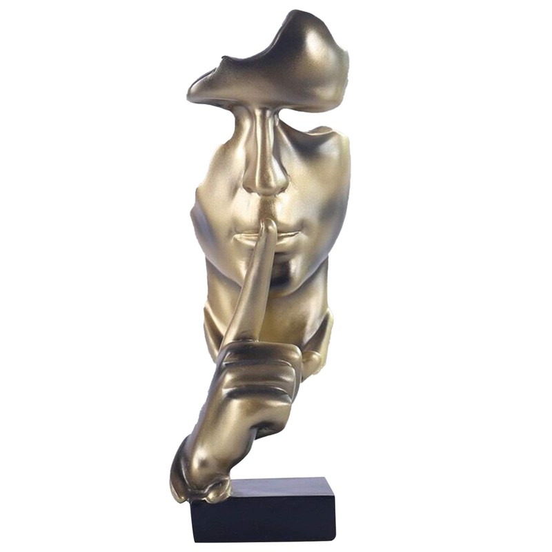 aboxoo Thinker Statue, Silence is Gold Abstract Art Figurine, Modern