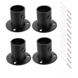 Unbranded 4 Packs Stainless Steel Pole Sockets Flange Rod Holder, Wall Mount Pipe Bracket
