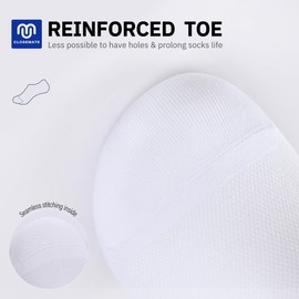 CLOSEMATE 6 Pairs Trainer Socks Men & Women Non-Slip Heel Ankle Socks Breathable Mesh Invisible Socks Combed Cotton 200 Needle, 6 white, 35 - 38