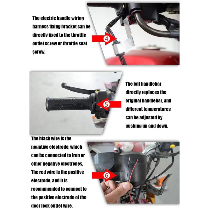 LIDABATON Motorcycle Heating Handle Adjustable,Temperature Heating Handle,12V Universal,7/8 Inch (About