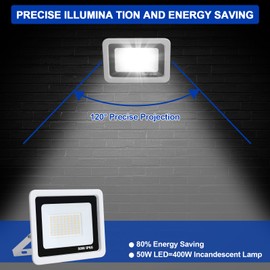 Mille Lucciole LED Outdoor Spotlight 50 W Neutral White 4500 K 5000 LM Headlight 72 LED IP65 Waterproof Outdoor Spotlight White for Bright Garden Garage Sports Field Yard Floodlight