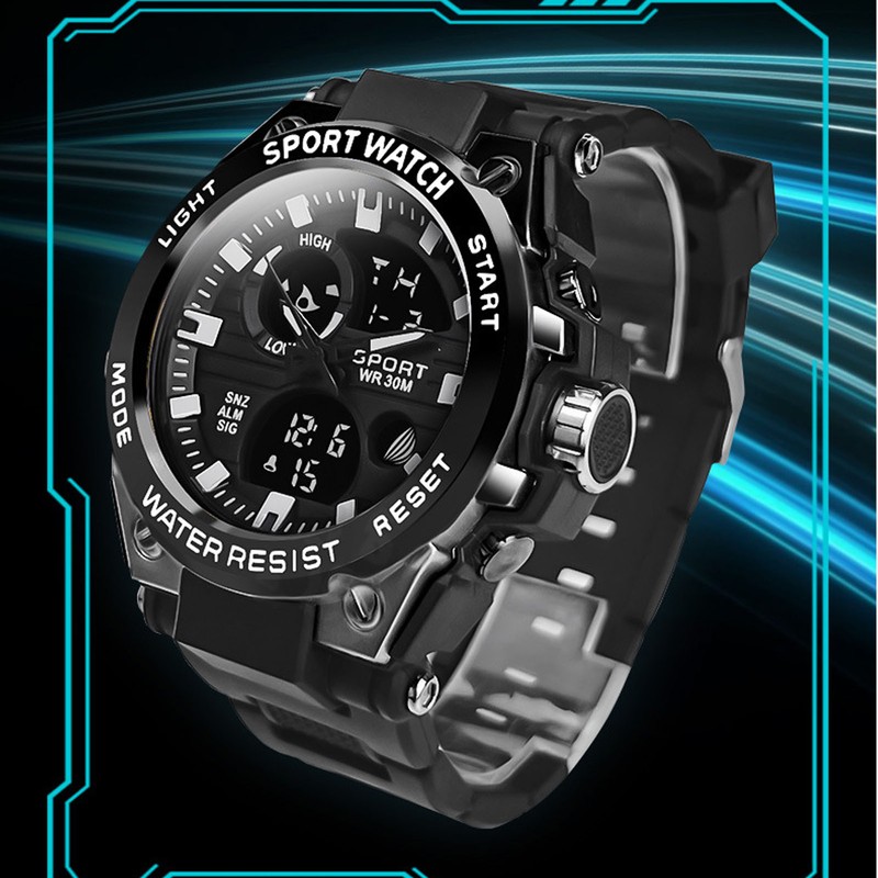 LED Sports Watch Electric Luminous Shook Proof Multi Function Quartz