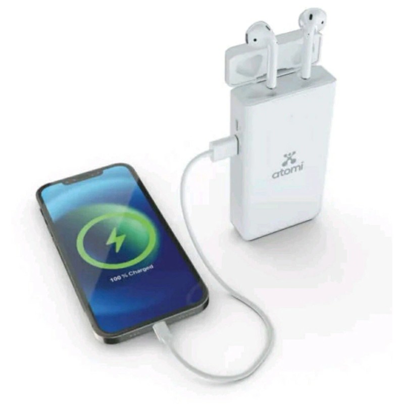 Atomi 10000mAh Battery Bank Built-in AirPods Charge Case & Smart