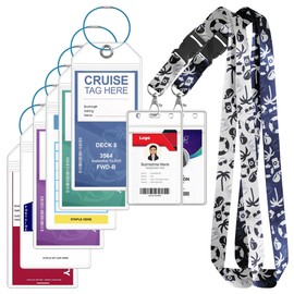GIBOPOB 6 Pack Cruise Luggage Tag Holder, 2 Pack Cruise Lanyard for Ship Cards, for Royal Caribbean & Celebrity, Carnival, Holland, MSC, NCL, Princess etc. Cruise Essentials 2024. White+Navy