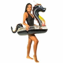 Poolcandy Inflatable 40" inch Animal Pool Tubes & Swim Rings (Black Sea Dragon with Glitter Inflatable 40" Pool Tube)