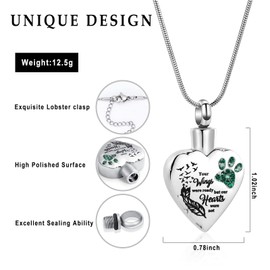 memorial jewelry Your Wings Were Ready But My Heart Was Not Stainless Steel Carved Locket Cremation Urn Necklace for Pet Dog Cat, Stainless Steel, No Gemstone