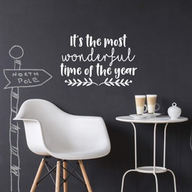 Vinyl Wall Art Decal - It's The Most Wonderful Time of The Year - 17" x 25" - Trendy Christmas Song Quote for Home Living Room Front Door Coffee Shop Store Seasonal Decoration Sticker