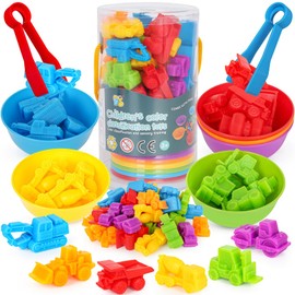 Counting Construction Vehicles Color Sorting Matching Games for Toddlers 1-3, Preschool Educational Learning Fine Motor Counting Transportation Matching Classroom Sensory Table Toys for Boys Girls