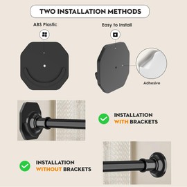 Tension Curtain Rod, Extra Long Outdoor Curtain Rod 43-100 Inch Adjustable, 1.1 Inch Diameter Thick Heavy Duty Black Shower Curtain Rod, Stainless Steel Shower Rod for Bathroom No Drilling, No Rust