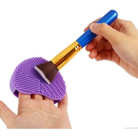 Limpiador de brochas de maquillaje de silicona, guante de corazón, limpieza de tablero cosmético, depurador de lavado para eliminación de polvo, residuos de maquillaje para el hogar, regalo (Lavender Purple)