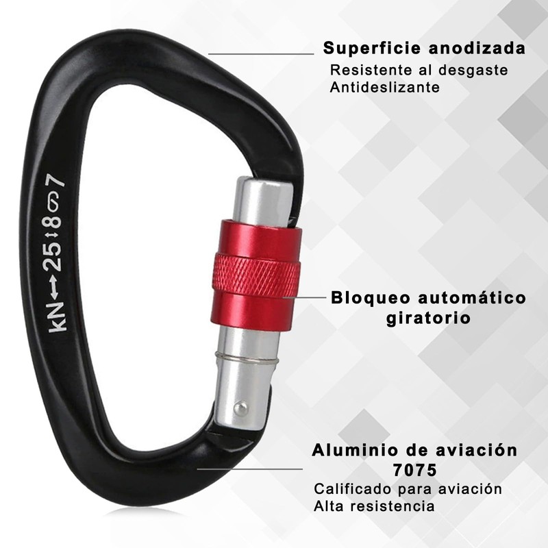 Genérico 2 Clips de Mosquetón de 12 kN,Anilla en D