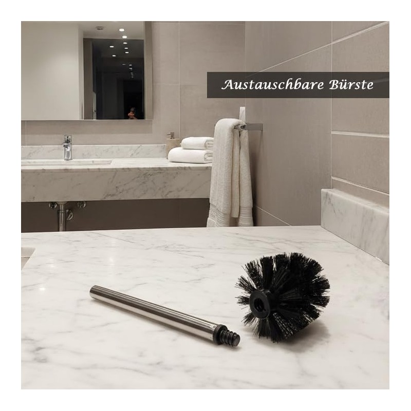 Beige Toilet Brush with Toilet Brush Set for Modern Bathroom