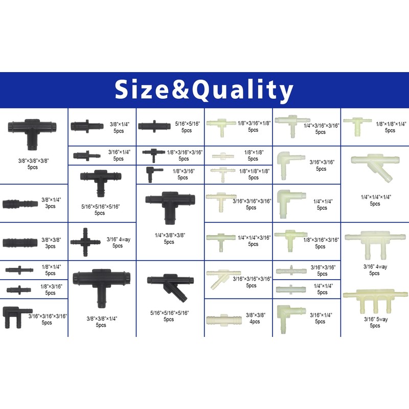 34 Size 165 PCS Automotive Vacuum Tubing Connector Vacuum Tee