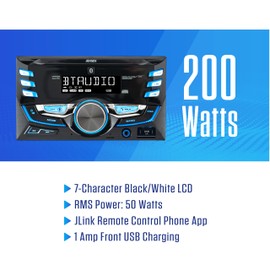 JENSEN MPR420 7 Character LCD Double DIN Car Stereo Receiver | Push to Talk Assistant | Bluetooth Hands Free Calling & Music Streaming | AM/FM Radio | USB Playback & Charging | Not a CD Player