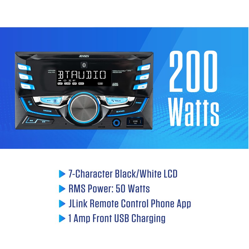 JENSEN MPR420 7 Character LCD Double DIN Car Stereo Receiver
